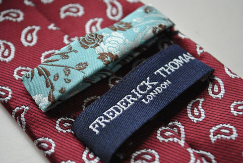 maroon tie with paisley design